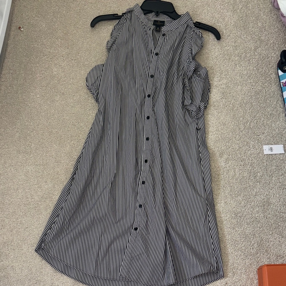 Worthington Black and White Striped Midi Dress